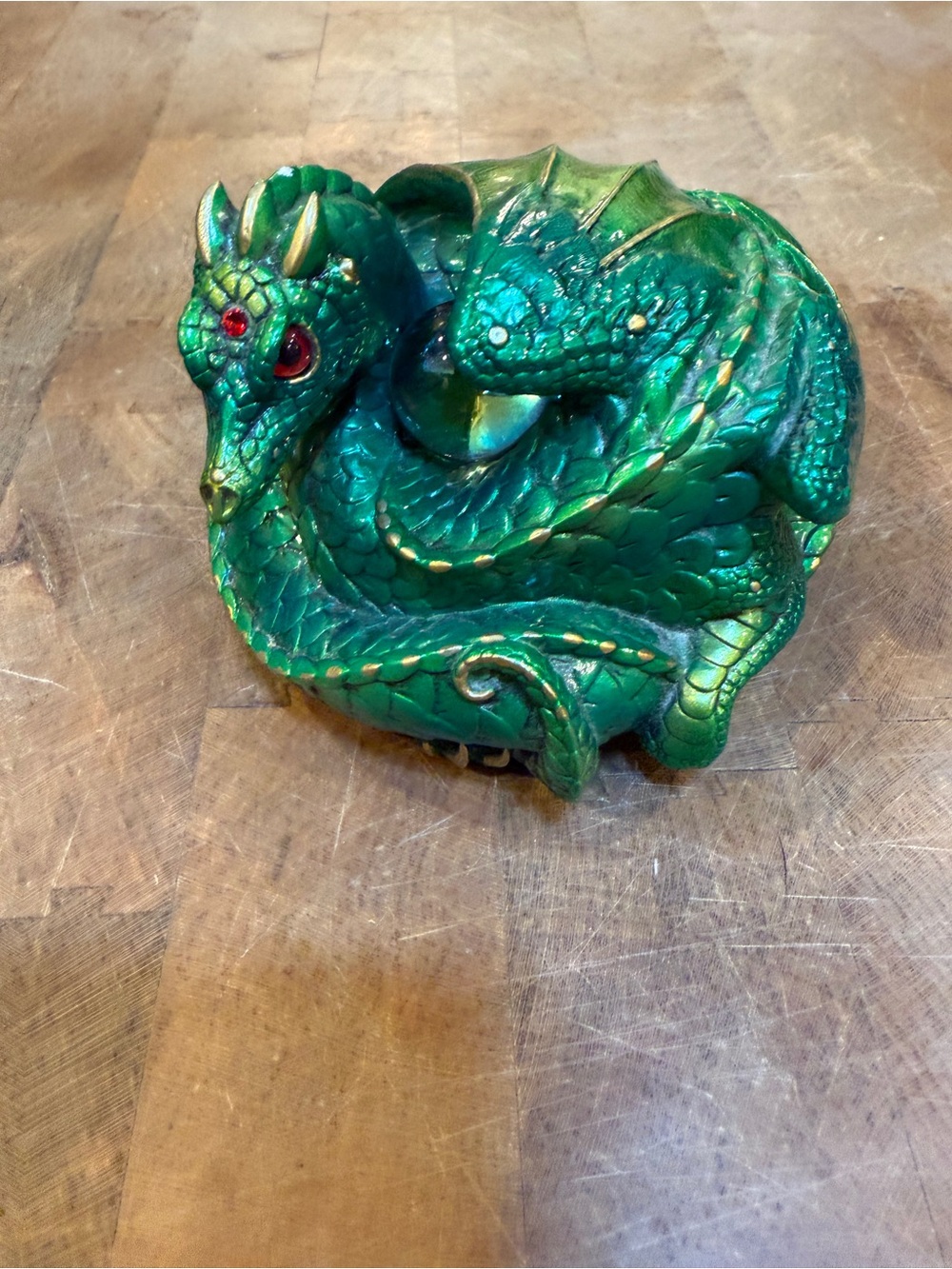 Windstone Editions Green Child Dragon Sculpture Figurine Vintage 1985
